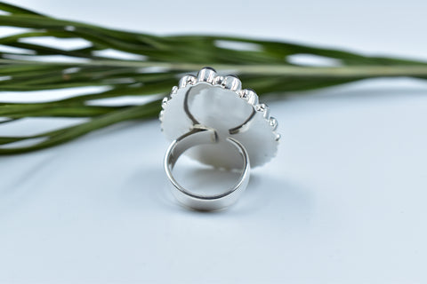 Handmade White Buffalo & Black Onyx 925 Sterling Silver Ring