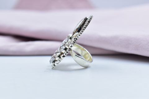 Handmade Wild Horse & Pink Opal Sterling Silver Ring