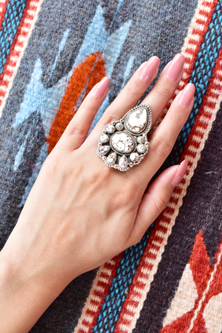 Handmade Wild Horse & Pink Opal Sterling Silver Ring