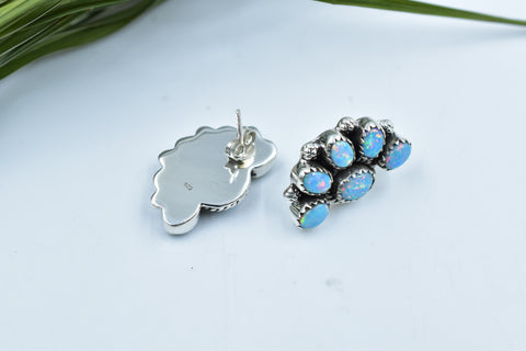 Handmade Aurora Opal 925 Sterling Silver Studs Earring