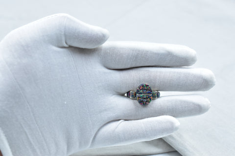 Handmade Aurora Opal Ring in 925 Sterling Silver Size 8