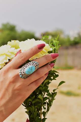 Handmade Natural Turquoise & Sterling Silver Ring