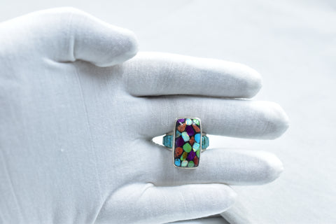 Handmade Multi Stone  & Sterling Silver Ring