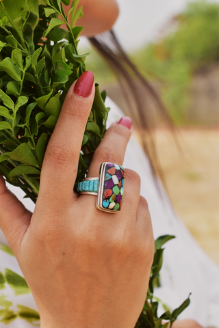 Handmade Multi Stone  & Sterling Silver Ring