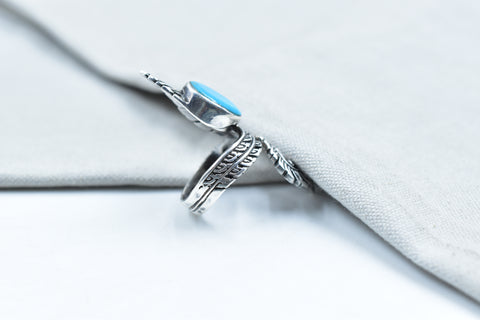 Handmade Blue Ridge Turquoise & Sterling Silver Ring Adjustable Ring for Women