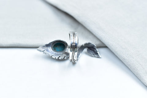 Handmade Blue Ridge Turquoise & Sterling Silver Ring Adjustable Ring for Women