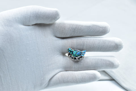 Handmade Aurora Opal Ring in 925 Sterling Silver