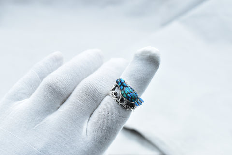 Handmade Aurora Opal Ring in 925 Sterling Silver