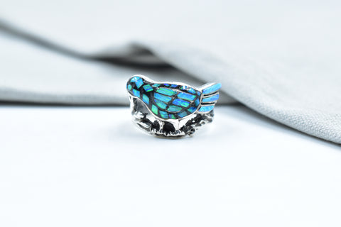 Handmade Aurora Opal Ring in 925 Sterling Silver