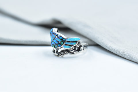 Handmade Aurora Opal Ring in 925 Sterling Silver