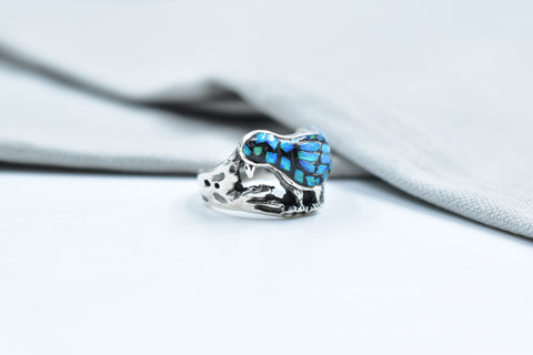 Handmade Aurora Opal Ring in 925 Sterling Silver