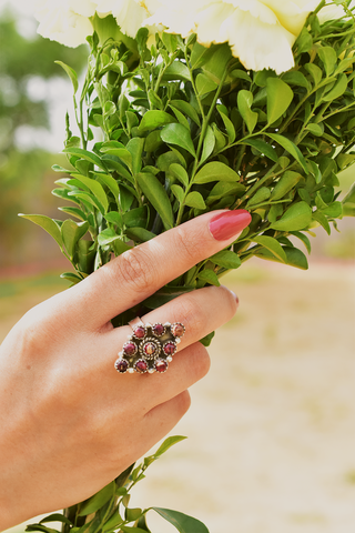 Handmade Rose Dahlia & Sterling Silver Ring Adjustable Ring for Women