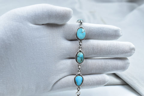 Handmade Blue Ridge Turquoise Sterling Silver Bracelet