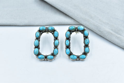 Handmade Mojave Turquoise 925 Sterling Silver Studs Earring