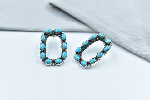 Handmade Mojave Turquoise 925 Sterling Silver Studs Earring