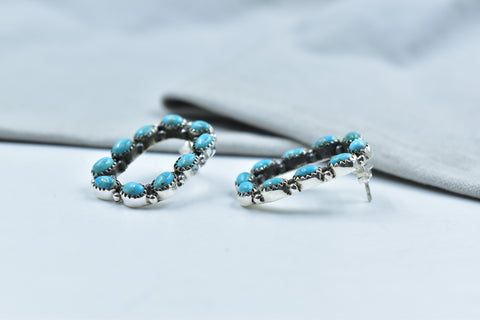 Handmade Mojave Turquoise 925 Sterling Silver Studs Earring