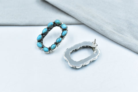 Handmade Mojave Turquoise 925 Sterling Silver Studs Earring