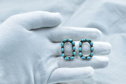 Handmade Mojave Turquoise 925 Sterling Silver Studs Earring