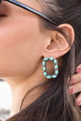 Handmade Mojave Turquoise 925 Sterling Silver Studs Earring