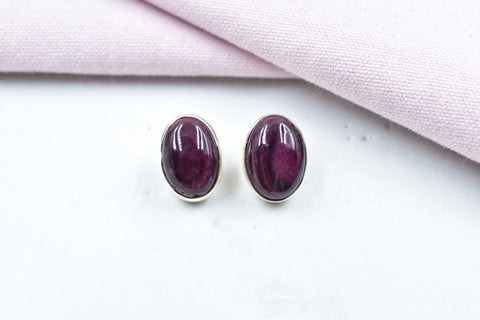 Handmade Purple Spiny Oyster 925 Sterling Silver Post Stud Earrings for Women