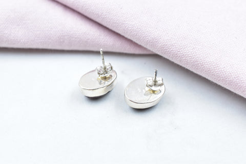 Handmade Purple Spiny Oyster 925 Sterling Silver Post Stud Earrings for Women