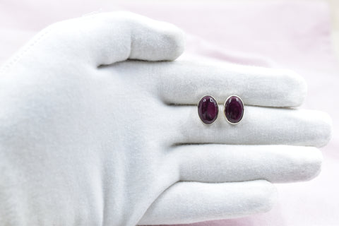 Handmade Purple Spiny Oyster 925 Sterling Silver Post Stud Earrings for Women