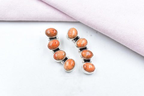 Handmade Spongy Coral 925 Sterling Silver Post Stud Earrings for Women
