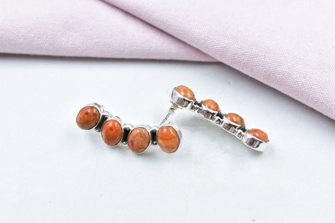 Handmade Spongy Coral 925 Sterling Silver Post Stud Earrings for Women