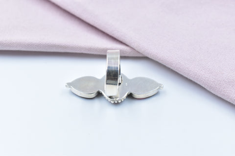 Handmade Rose Dahlia & Sterling Silver Ring Adjustable Ring