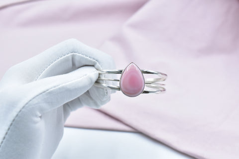 Handmade Pink Conch 925 Sterling Silver Bangle