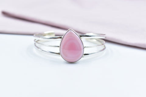 Handmade Pink Conch 925 Sterling Silver Bangle