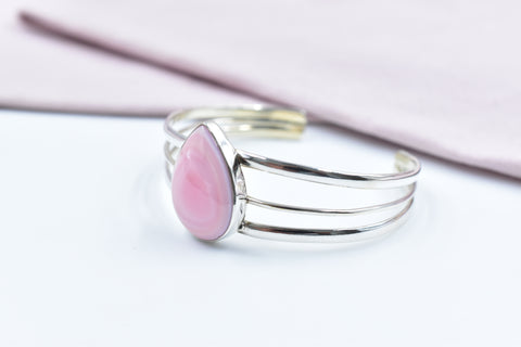 Handmade Pink Conch 925 Sterling Silver Bangle