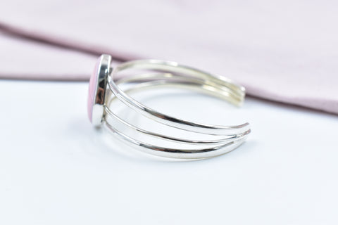 Handmade Pink Conch 925 Sterling Silver Bangle