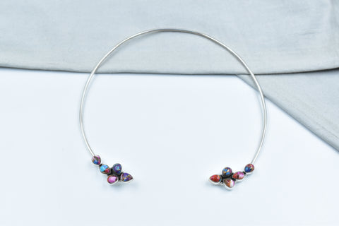 Handmade Pink Dahlia Turquoise 925 Sterling Silver Necklace