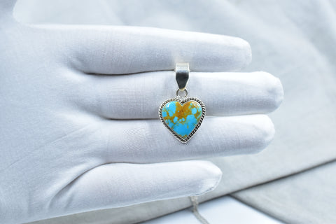 Handmade Kingman Turquoise 925 Sterling Silver Pendant