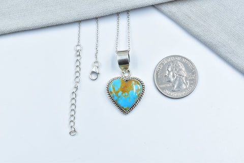 Handmade Kingman Turquoise 925 Sterling Silver Pendant