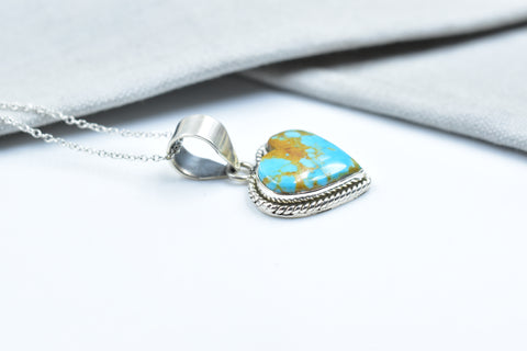 Handmade Kingman Turquoise 925 Sterling Silver Pendant