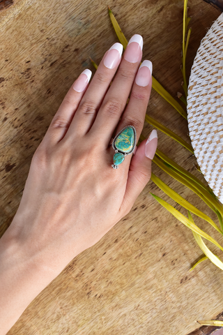 Handmade +AAA Hardy Pit Kingman Turquoise 925 Sterling Silver Ring