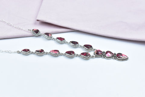 Handmade Rose Dahlia Turquoise 925 Sterling Silver Necklace