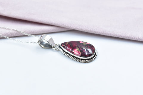 Handmade Rose Dahlia Turquoise 925 Sterling Silver Pendant