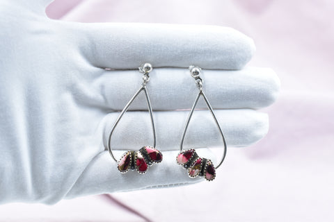 Handmade Rose Dahlia Turquoise 925 Sterling Silver Studs Earring