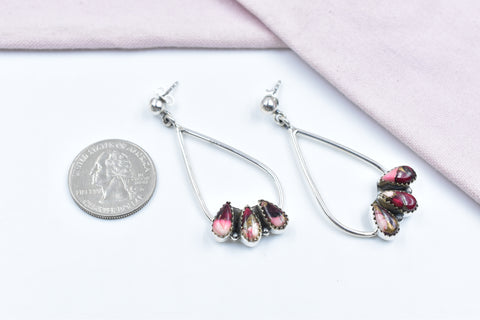Handmade Rose Dahlia Turquoise 925 Sterling Silver Studs Earring