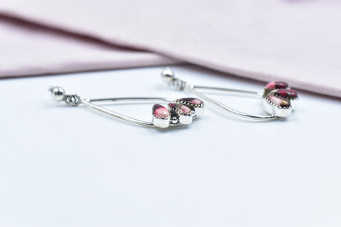 Handmade Rose Dahlia Turquoise 925 Sterling Silver Studs Earring