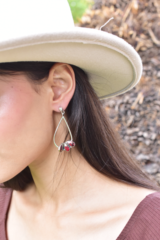Handmade Rose Dahlia Turquoise 925 Sterling Silver Studs Earring