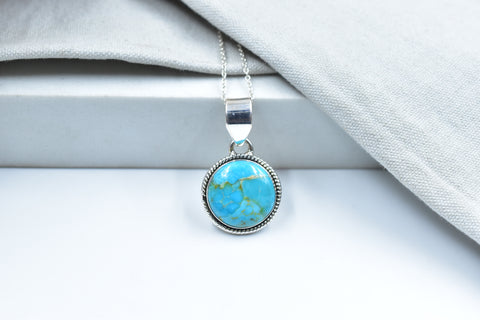 Handmade Mojave Turquoise 925 Sterling Silver Pendant