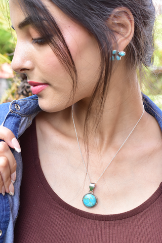 Handmade Mojave Turquoise 925 Sterling Silver Pendant