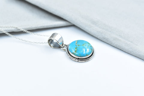 Handmade Mojave Turquoise 925 Sterling Silver Pendant