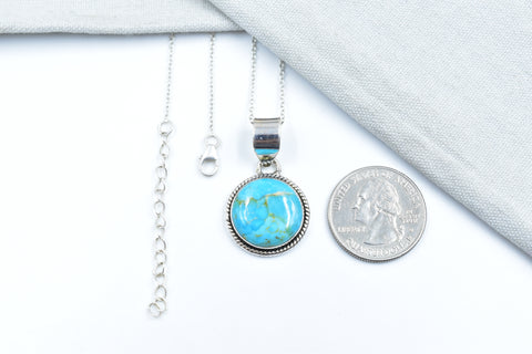 Handmade Mojave Turquoise 925 Sterling Silver Pendant