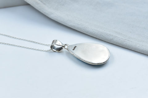 Handmade Ice Blue Dahlia Turquoise 925 Sterling Silver Pendant