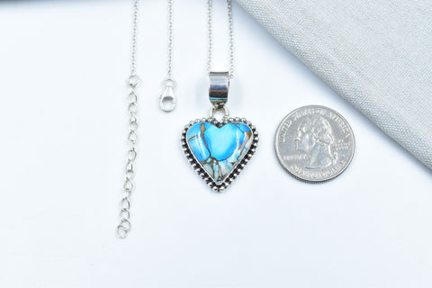 Handmade Ice Blue Dahlia Turquoise 925 Sterling Silver Pendant